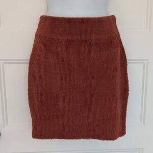 NBD Revolve Grace Mini Skirt Small Birch Fuzzy Knit Elastic Waist